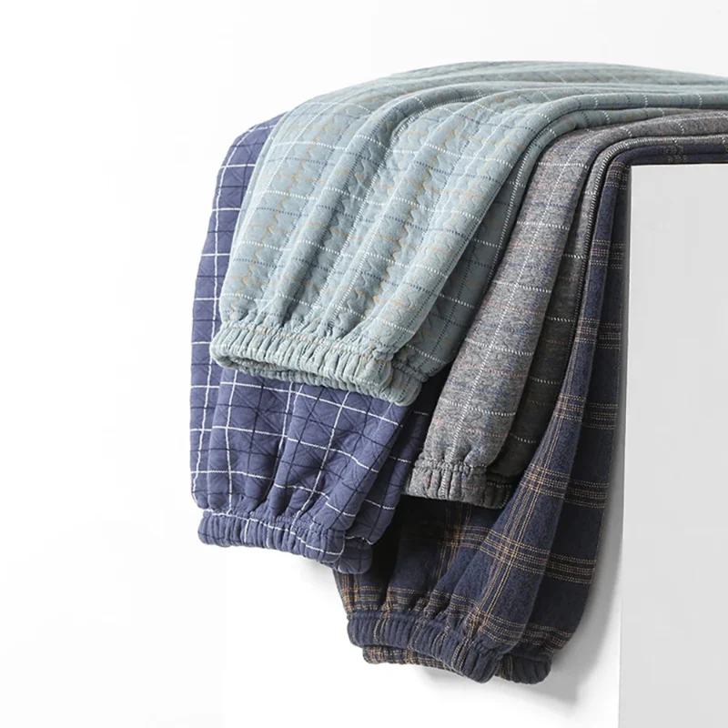 6XL 165KG Extra Large Men's Pajama Pants Autumn Winter 3-layer 100% Cotton Warm PJ Pants Soft Comfortable Trousers for Sleeping