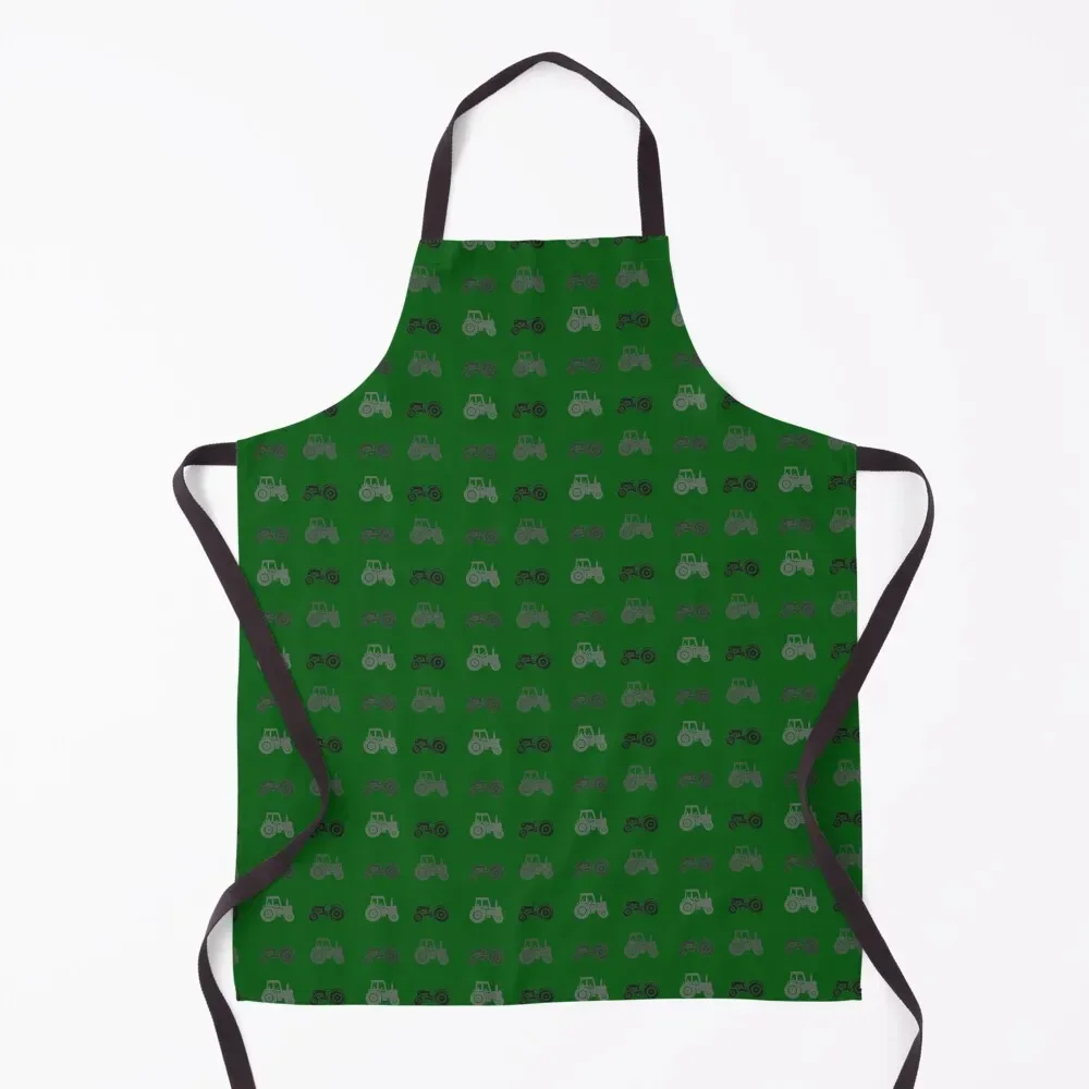 

Tractor Pattern Dark Greys Green Apron Costume Waiter Customizable Woman christmas decoration Apron