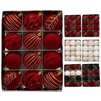 12/16pcs 6cm Wine Red Christmas Ball Ornaments FlChristmas Tree Party Decoration New Year Christmas Spheres Pendant Balls