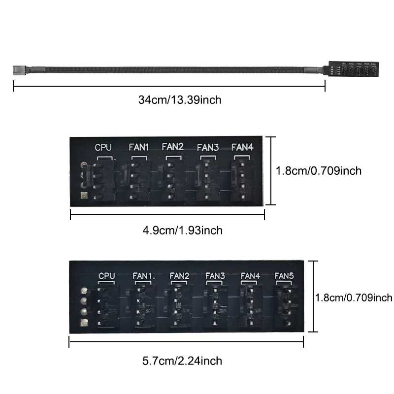 PWM 팬 허브 1 ~ 5/6 PC CPU 냉각 4PIN 팬 전원 케이블 허브 어댑터 컴퓨터 쿨러 케이스 팬용 슬리브 케이스 분배기