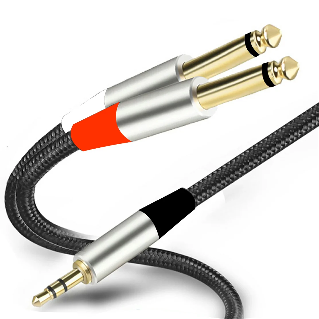 Jack 3.5mm to 6.35mm Adapter Audio Cable for Mixer Amplifier Speaker Gold Plated 6.5mm 3.5 Jack Male Splitter AUX Audio Cable