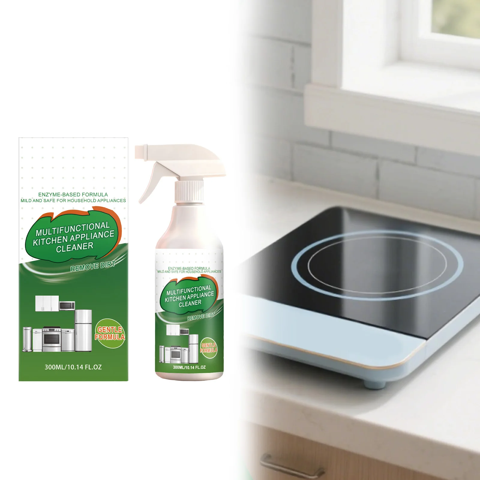 300ml Enzyme Foam Cleaner Heavy Duty Enzyme Oil Stain Remover Surface Cleaning Degreaser for Stovetops Range Hoods and Ovens
