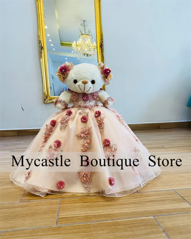 

Pink Special Link For Personalized Quinceanera Teddy Bear Dress Lace 3D Flowers Appliques Mini Quinceanera Dress