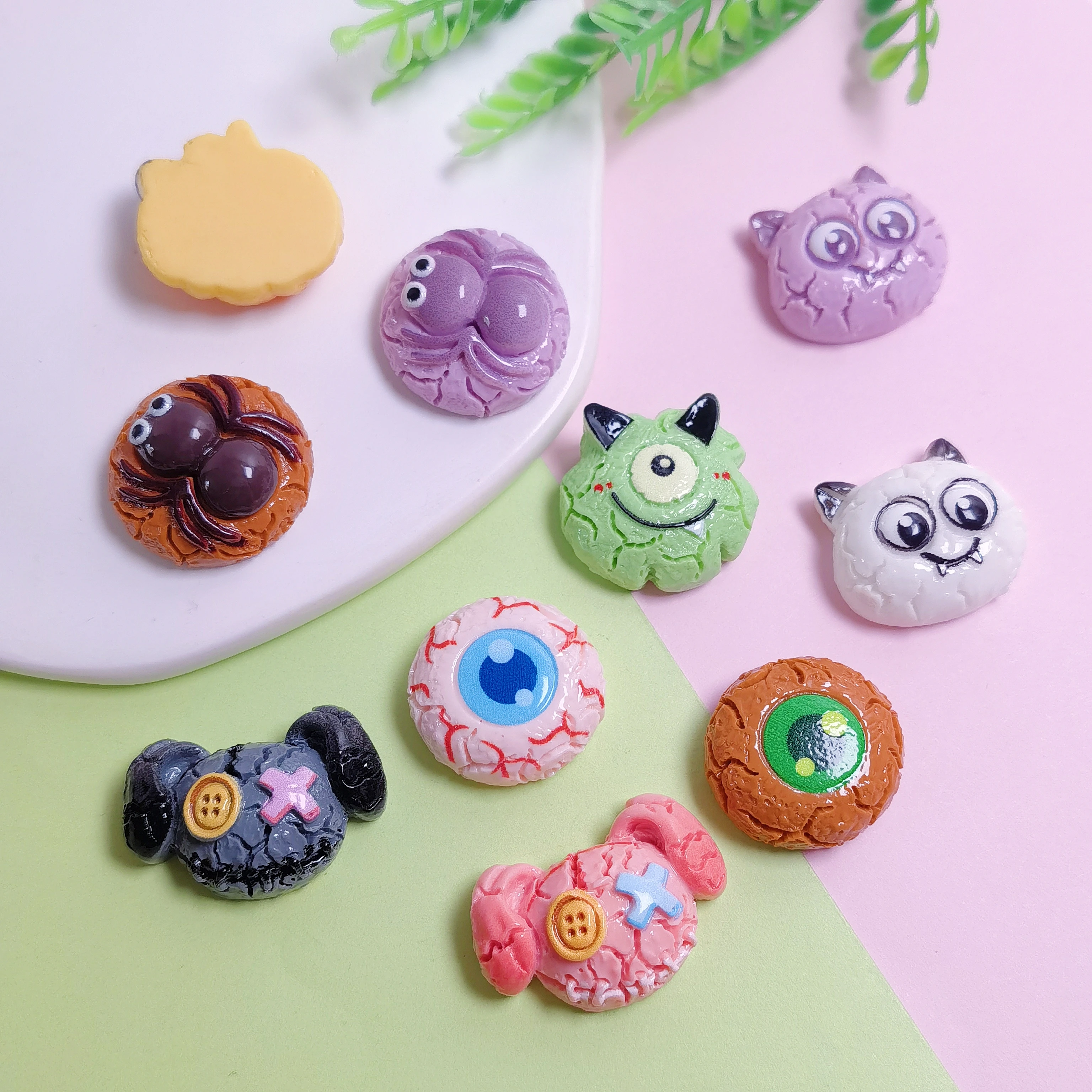 Halloween Series Decoration Charms Flatback Resin Cabochon Kawaii Cartoon Characters DIY Scrapbooking Hair Bows Accessories