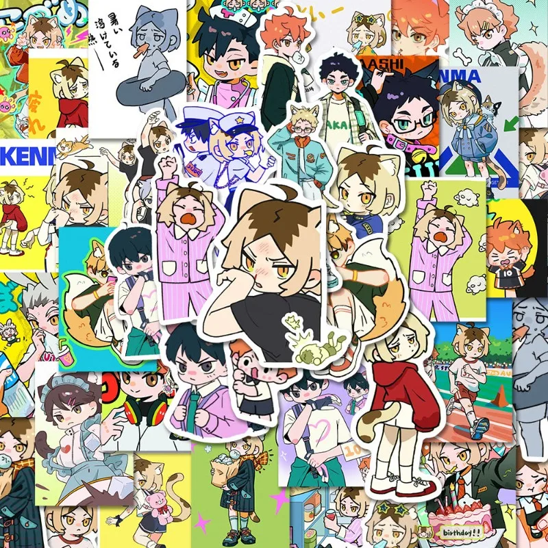 

Haikyuu Anime Stickers Shoyo Hinata Kei Tsukishima Cartoon Creative Ornament Stickers Student Message Collection Gift Waterproof