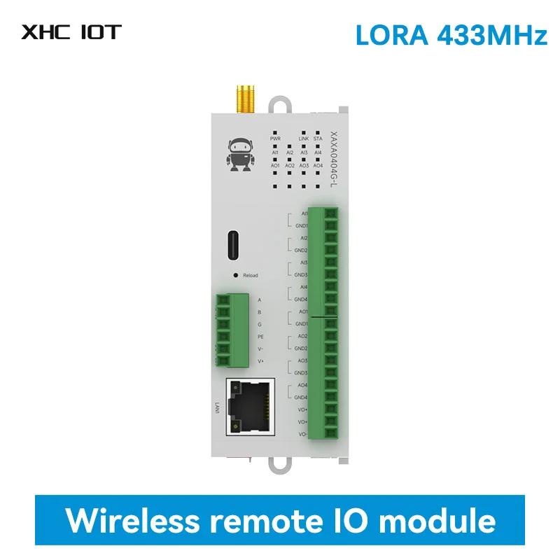 4AI+4AO LoRa 433MHz Distributed Remote IO Module XHCIOT M31-XAXA0404G-L Host Module LoRa RJ45 RS485 30dBm 10KM Support Modbus