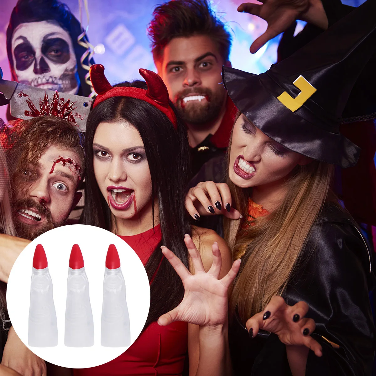 الأظافر وهمية مضيئة الاصطناعي يغطي الاصبع لجميع القديسين ديكور الحفلات أصابع الساحرة غيبوبة الأظافر حفلة تنكرية الدعائم الجدة