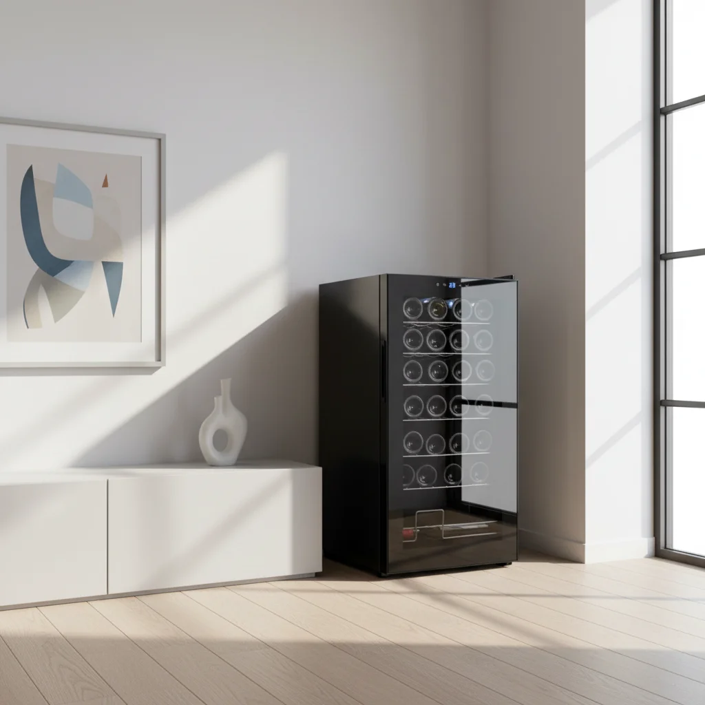 Custom Electric Stainless Steel Wine Fridge 93L 32 Bottles Single Zone Thermoelectric Refrigeration Red White Wine