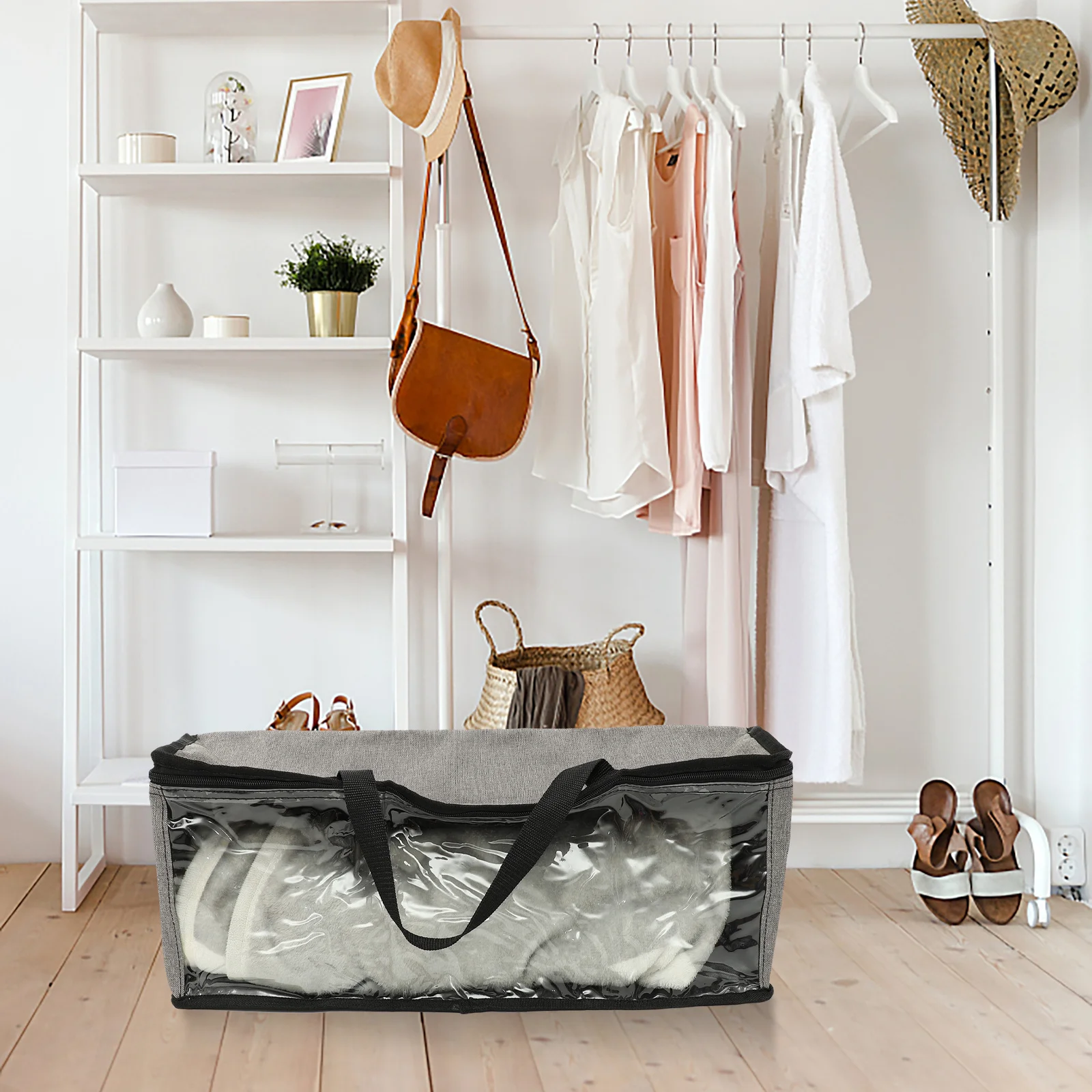 

Baseball Cap Storage Hat Organizer Bag Large Capacity Portable Handles Home Travel Clothes Storage Bags Organizer Box