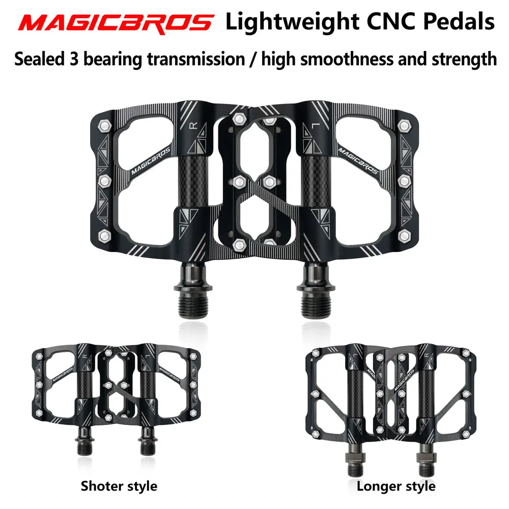 

MAGICBROS MTB Bike Pedals 3 Sealed Bearing Mountain Road Bicycle Non-slip Flat Pedal Aluminum Carbon MTB Platform Pedals