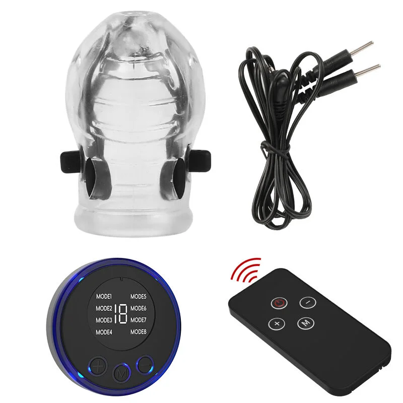 Electro Shock Penis Massager Vibrator Sex Toy for Men Glans Stimulate E-stim Penis Trainer Ring Delayed Ejaculation Penis Sleeve