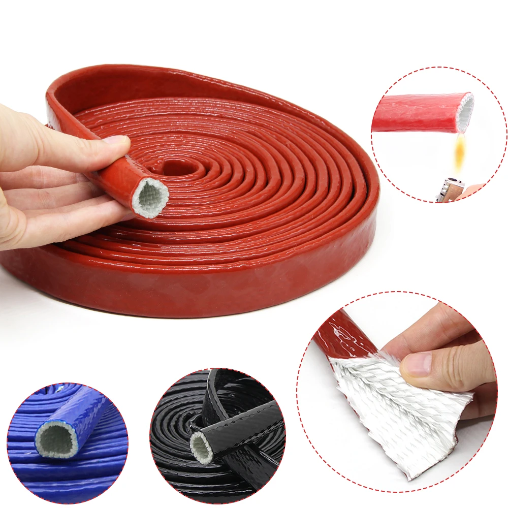 High Temperature Resistant Fiberglass Tube Silicone Resin Coated Glass Fiber Braided Fireproof Sleeve Fire Retardant Casing Pipe