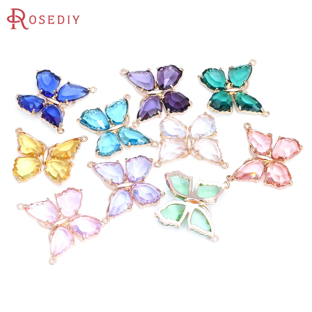 

21x17MM 30x22MM 31x27MM 18K Gold Color Glass Butterfly Charms Pendants High Quality Jewelry Making Findings Diy Accessories
