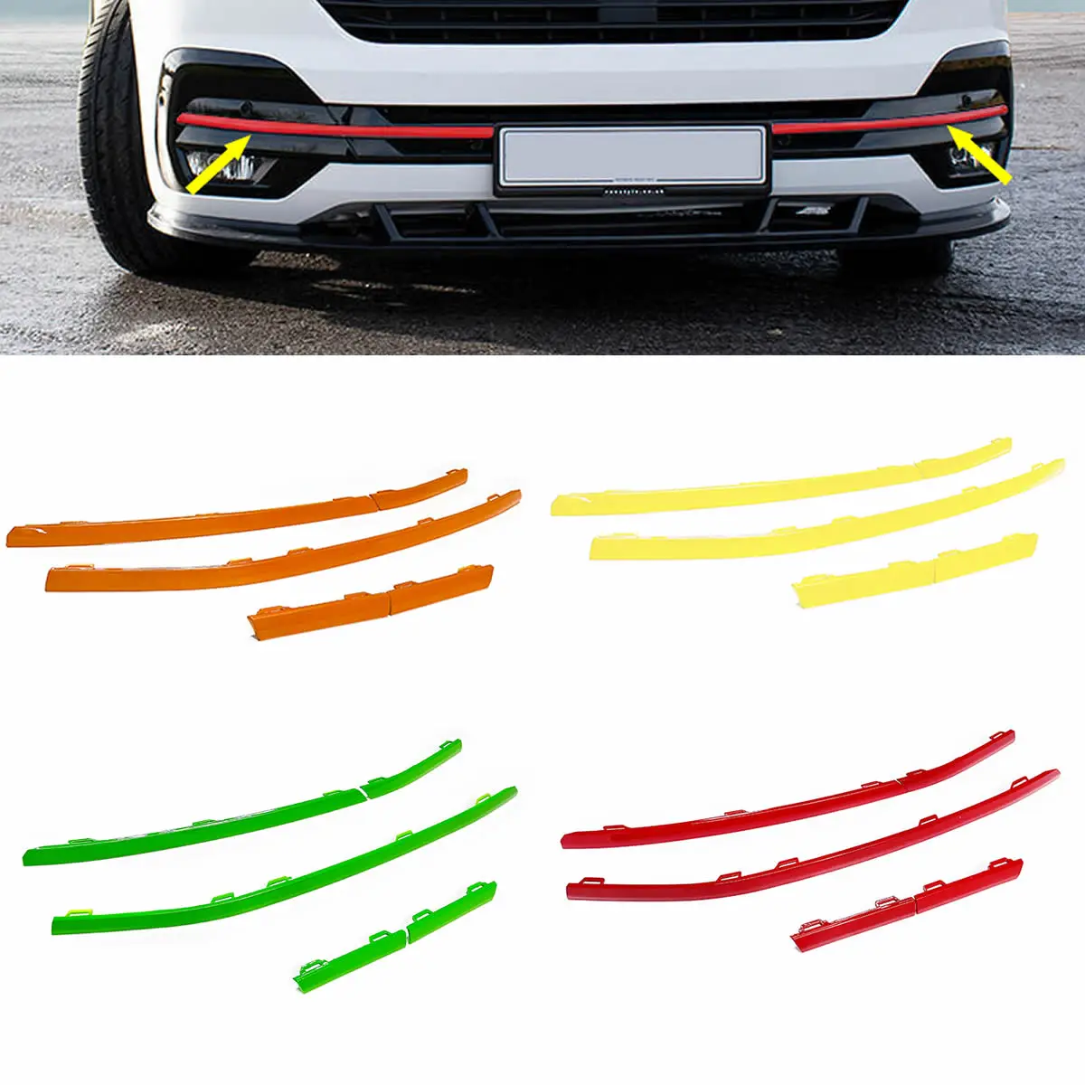 

5Pcs Front Bumper Lower Grille Grill Trims Inserts For VW T6.1 Transporter Caravelle Car Accessories 2019 Onwards