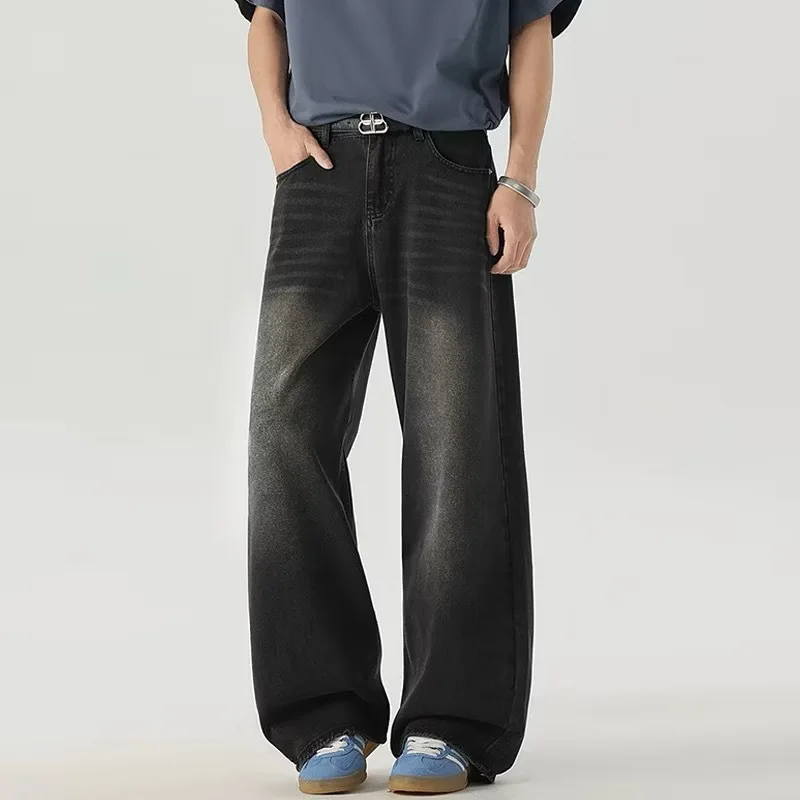 Long Pants Washed Vintage Straight-leg Pants Korean Loose Casual Fashionable Comfortable Solid Simple Casual All-matching
