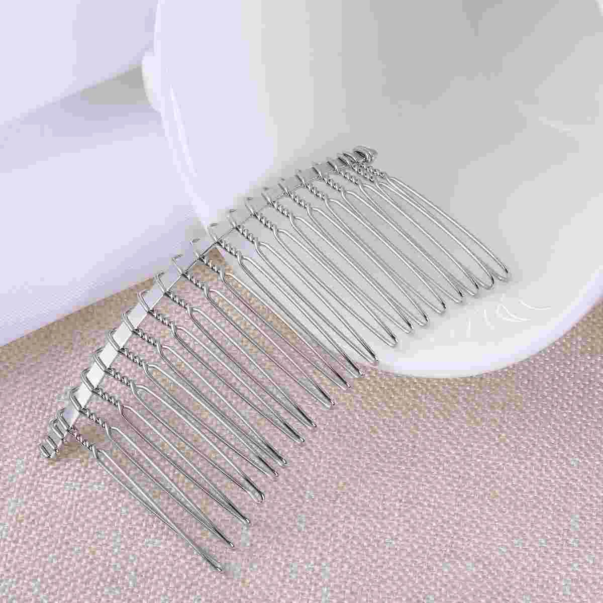 

5 Pcs Bridal Veil Women Hair Comb Hairpin Man Silk Scrunchie Silver Accessories