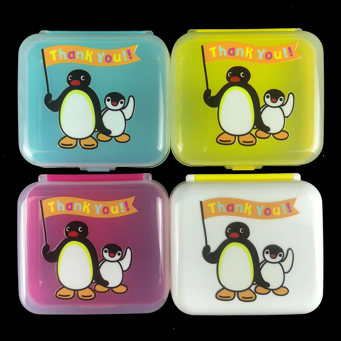 PINGU Penguin family lunch box rice ball hamburger box storage cute fruit snacks can be microwaved bento lunch box