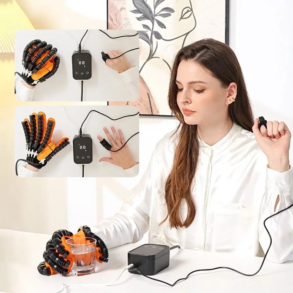 Rehabilitation Robot Gloves, Upgraded Hand Finger Exerciser Orthosis, Hand Training Device for Hemiplegia Cerebral Infarction