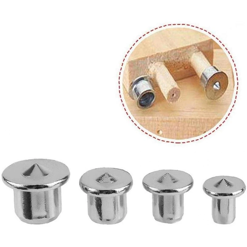 HOT-Drill Dowel Pin Centre Point Set Woodworking, alat pelurus kayu bulat Pin Locator 6/8/10/12 Mm untuk pengeboran akurat