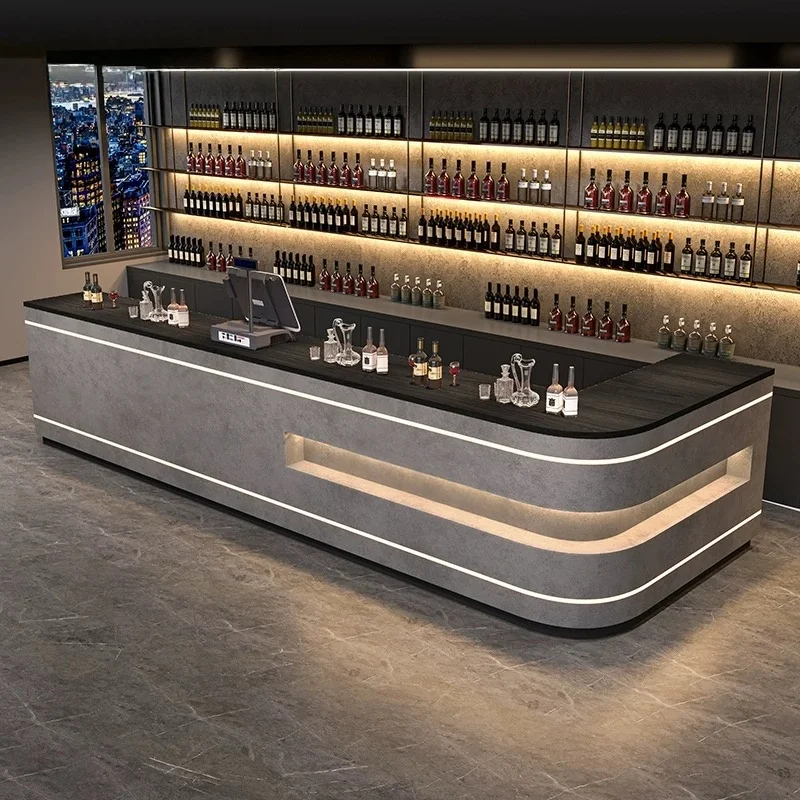 Custom Wooden Cafe Display Stands, Bubble Tea Shop Counters With LED Lights, Durable Bar Kiosk Design For Commercial Spaces