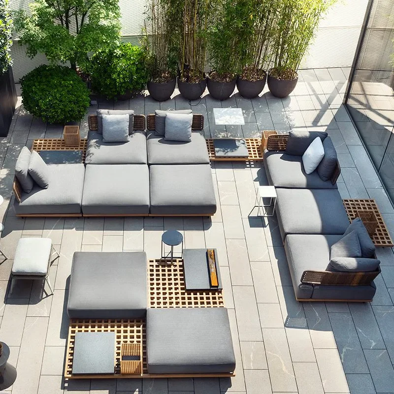 

A for Factory Prices Luxury Villa Hotel Outdoor Rattan Sofa Metal Frame Combination Sofas Set Garden Furniture