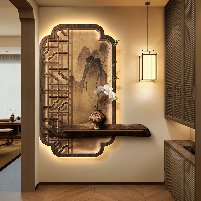 The decorative mural lights in the new Chinese style living room and lobby have a luxurious feel, and the corridor is decorated - Image 3