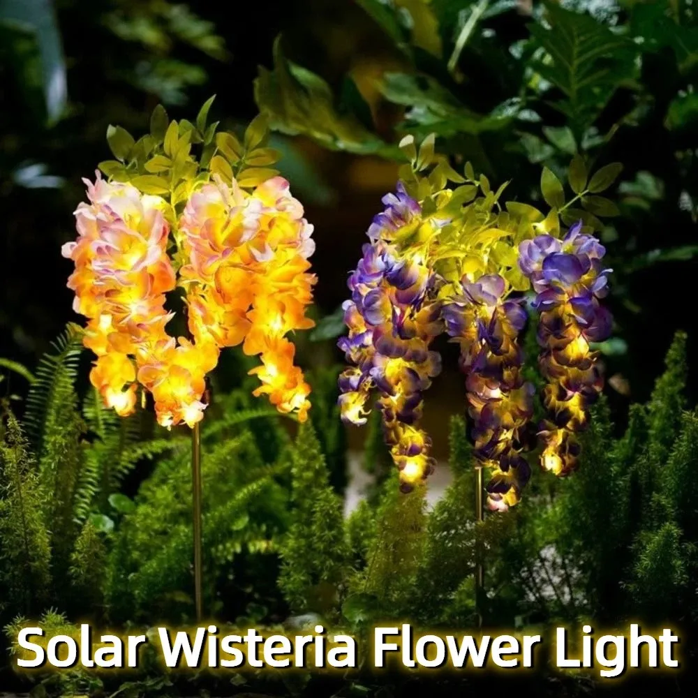

Realistic Solar Wisteria Flower Lamp Waterproof Cordless Landscape Lawn Lamp Ground Mounted Artificial Garden Solar Lights