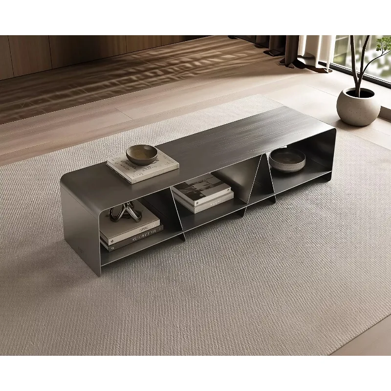 Bauhaus style metal tea table multi-layer storage living room furniture gray storage table, storage rack, shelf