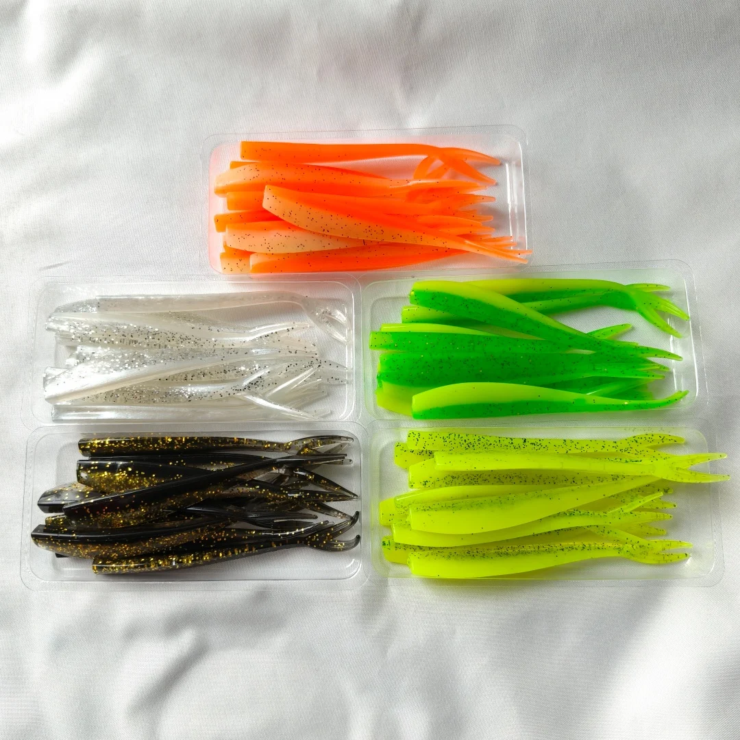 Swolfy 50PCS Nova Isca Artificial Jerk Shad Bait Minnow Crankbait com Cauda Dividida 100mm 3.5g Swimbait de Plástico Macio para Pesca de Bass