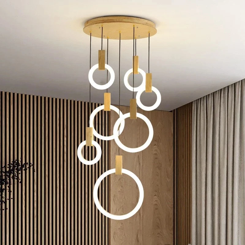

High Quality Hotel Lobby Staircase Customizable Simple Light Luxury Design Pendant Lamp Holder