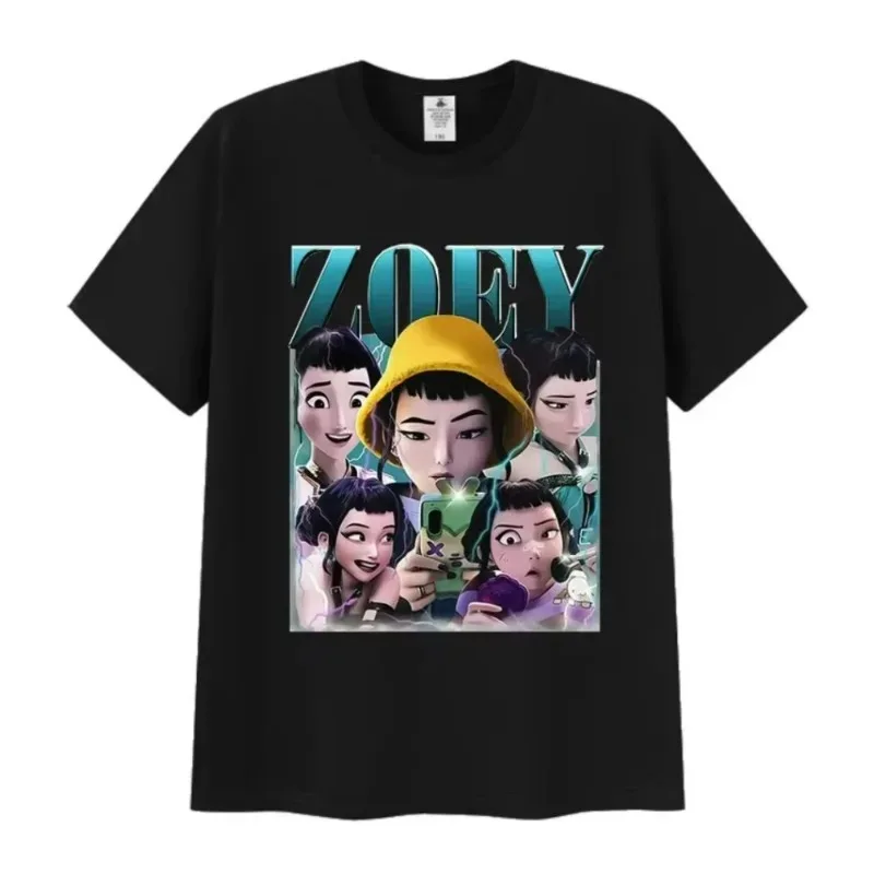 เสื้อยืดลายกราฟิกอนิเมะ K-pop Zoev Demon Hunters สำหรับผู้ชายและผู้หญิง แฟชั่นฮาราจูกุ เสื้อยืดโอเวอร์ไซส์ลำลอง ผ้าฝ้าย