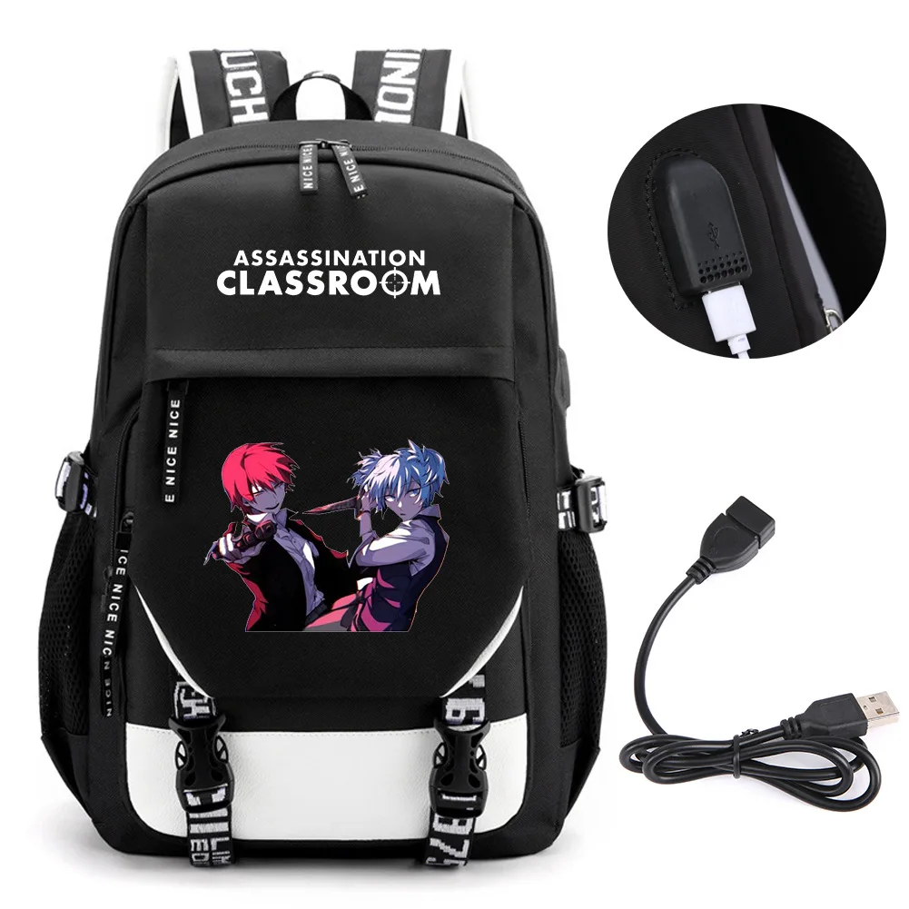 Mochila de Anime Assassination Classroom Octupus, mochilas escolares para libros, bolsa de viaje con puerto USB, portátil, regalo para niños y niñas