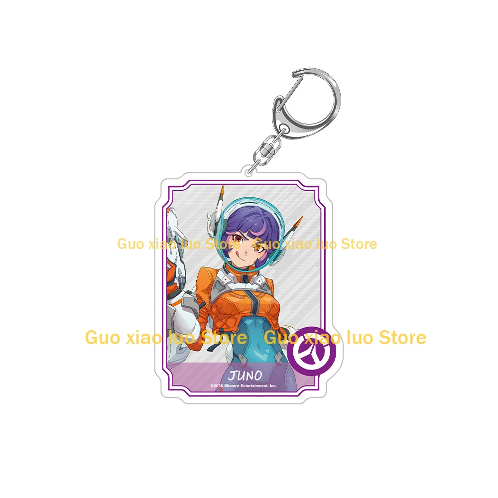 Overwatch 2 حرف مستطيل D.Va Kiriko Genji Mercy Tracer Reaper Hanzo Ana Juno Chibi سلسلة مفاتيح مصنوعة من الأكريليك حقيبة قلادة لعبة هدية #4