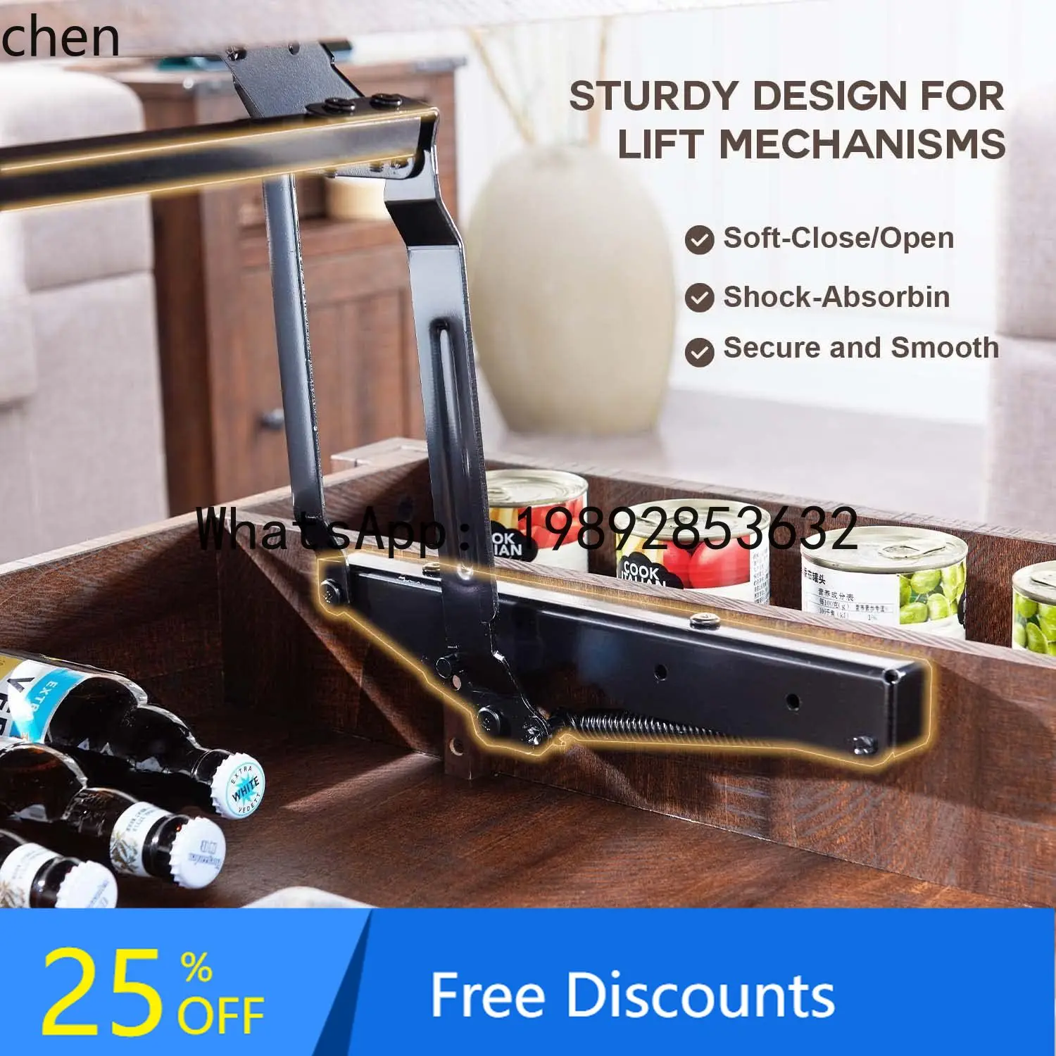 Hidden Compartment Living Room Coffee Table Adjustable Storage Space Coffee Table