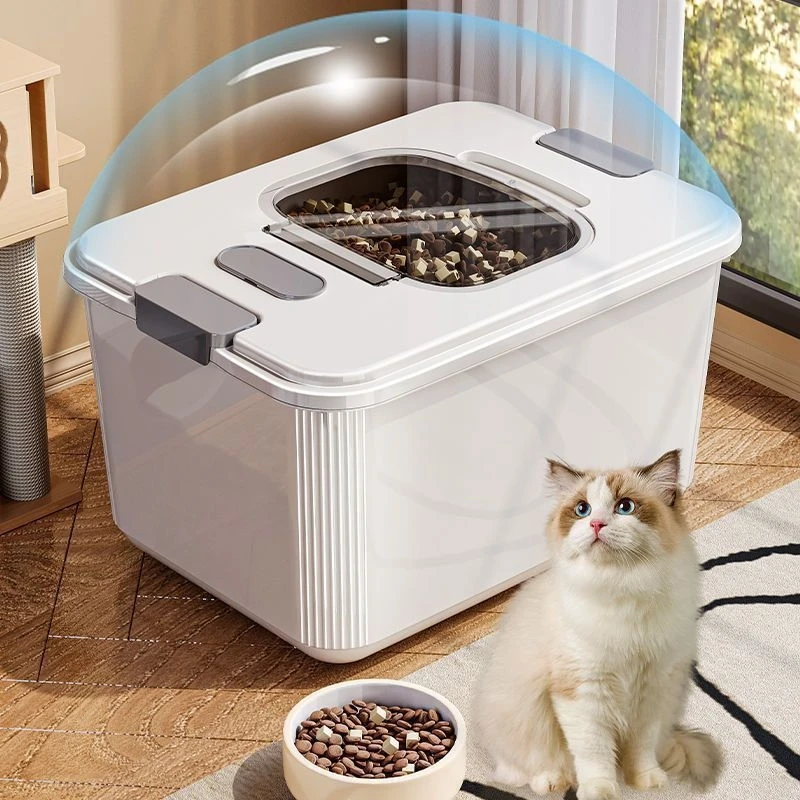 حاوية تخزين أغذية الحيوانات الأليفة ذات سعة كبيرة، مقاومة للرطوبة، سميكة للقطط والكلاب، صندوق طعام جاف للاستخدام المنزلي، مطبخ متين