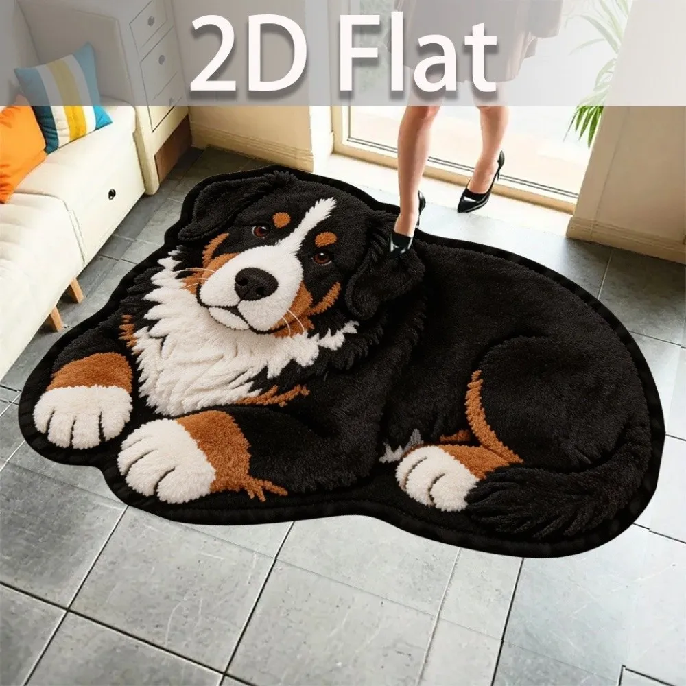 Imitation Cashmere Animals Shape Floor Mat 2D Printed Cute Entryway Door Mat Soft Floor Barrier Animal Area Rug
