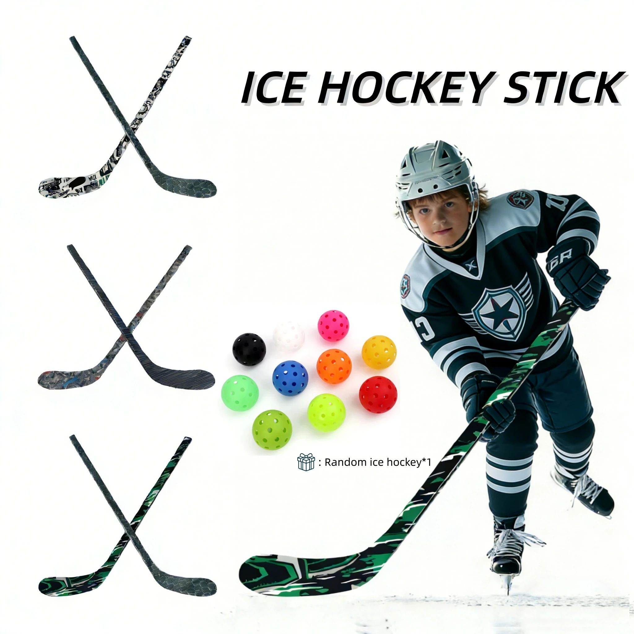 

Beginner Entry-Level 27/28/29IN Plastic Mini Children Ice Hockey Stick Right-Hand Stick Sports Outdoor Indoor Practice Equipment