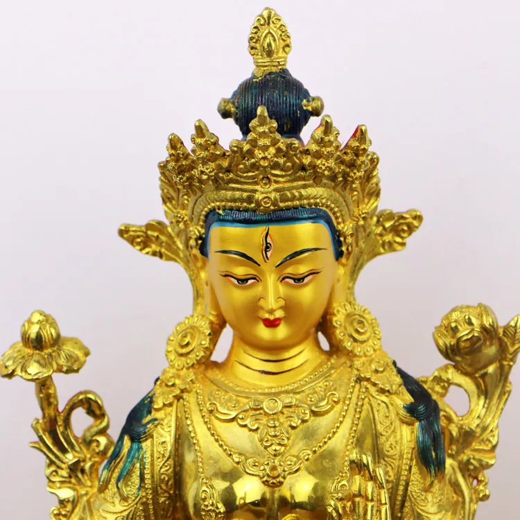 Imagem -03 - Budismo Ouro Gilding Buda Estátua Tara Guan Yin pu Grande Estátua de Resina Home Family Safety Health Proteção Eficaz 21 Centímetros