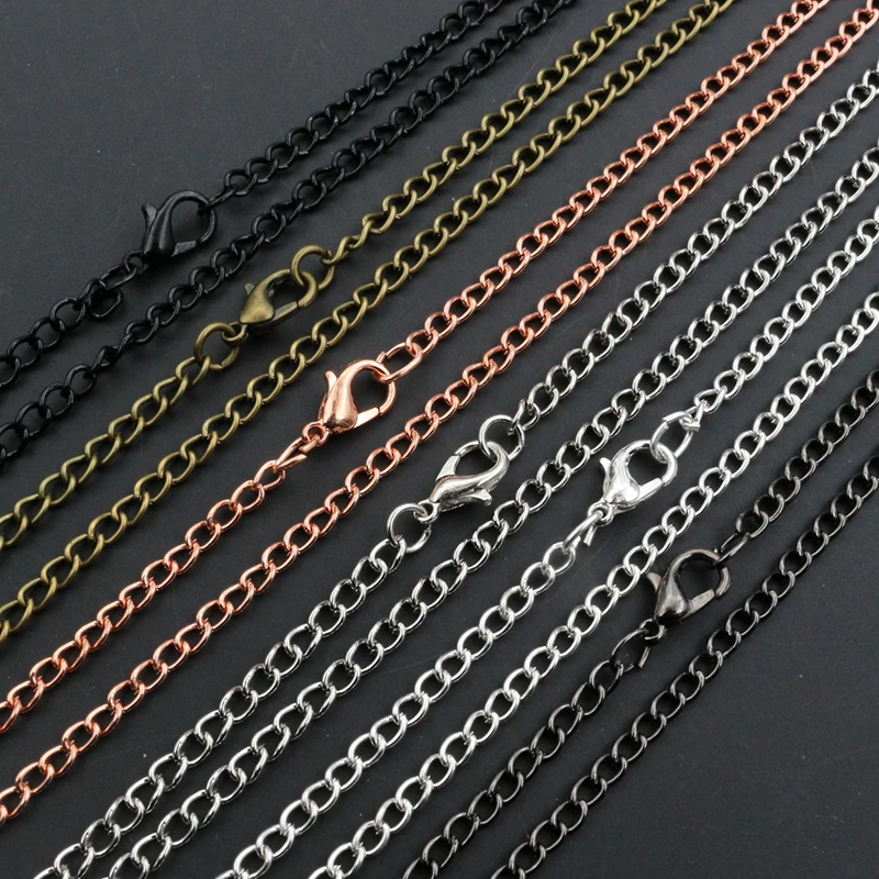 5pcs/Lot 4*3mm Length 70CM 6 Colors Plated With Lobster Clasp Necklace Connector For Charms Cameo Cabochon Base and Tray