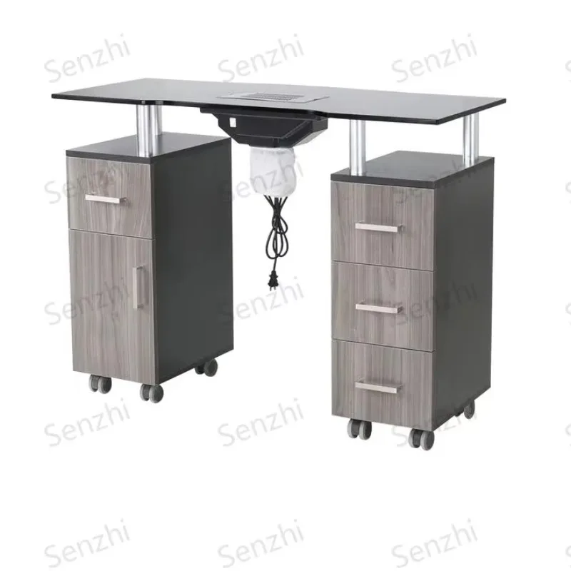 GLASGLOW MANICURE TABLE WITH FAN an Elegant Glass-Topped Manicure Nail Table in White or Black
