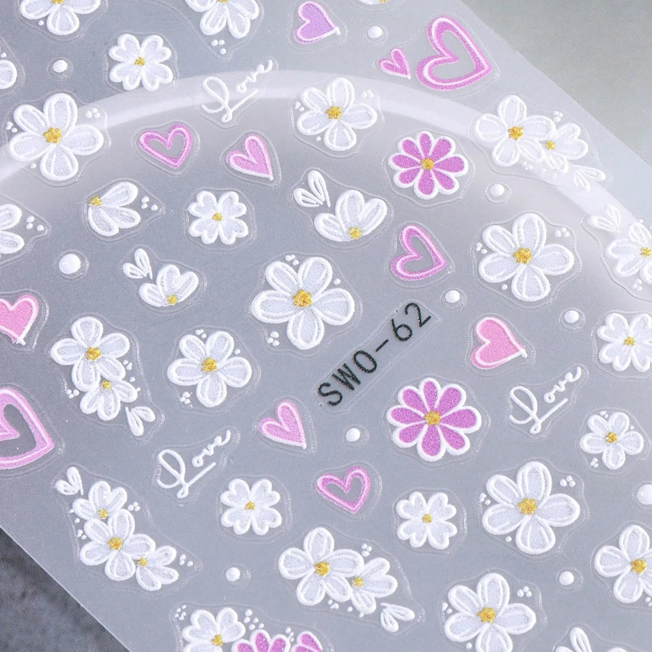 5D Embossed Floral Nail Art Stickers, 3D Flower Butterfly Heart Pattern Nail Decals, Suitable