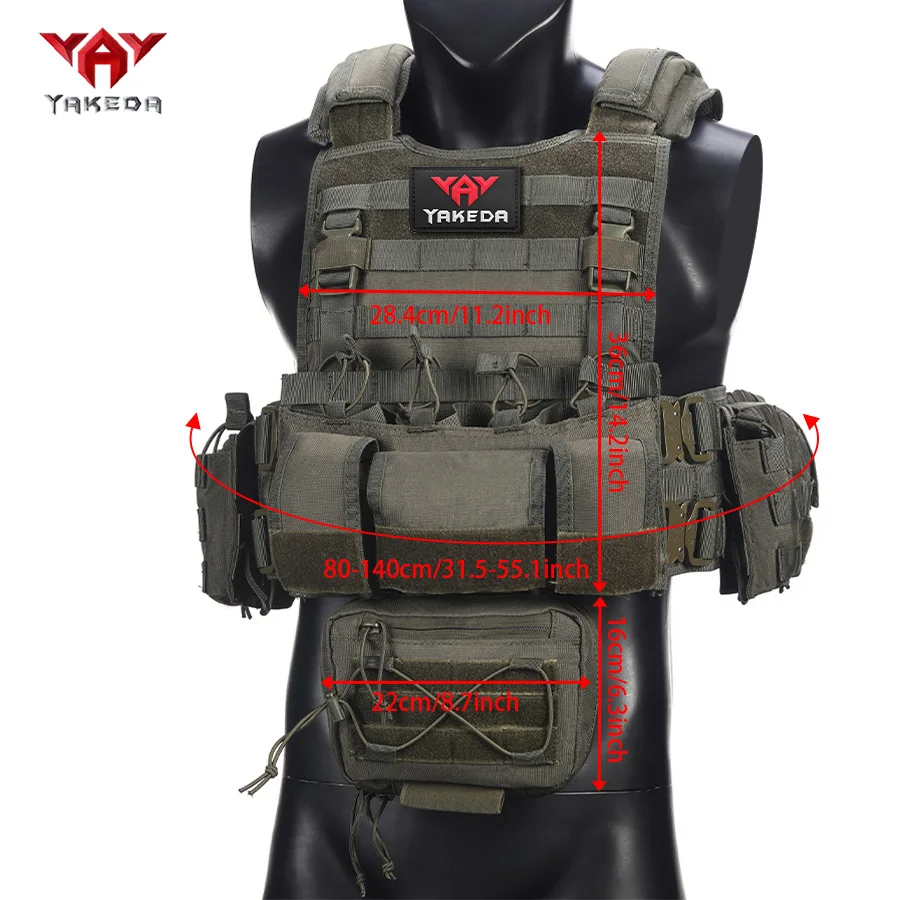 YAKEDA tiene cuatro chalecos de caza de liberación rápida de metal con una gran bolsa triple para colgar en la parte delantera