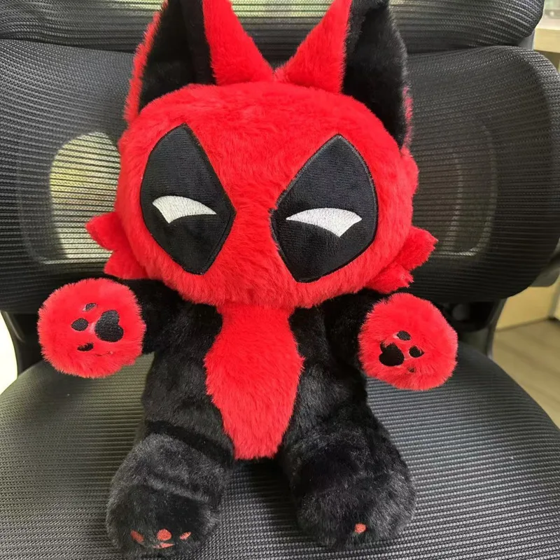 Deadpool Cat Plush Toy 30cm Deadpool Cotton Doll Peripheral Stuffed Pillow Anime Collection Model Doll Toy For Kid Birthday Gift