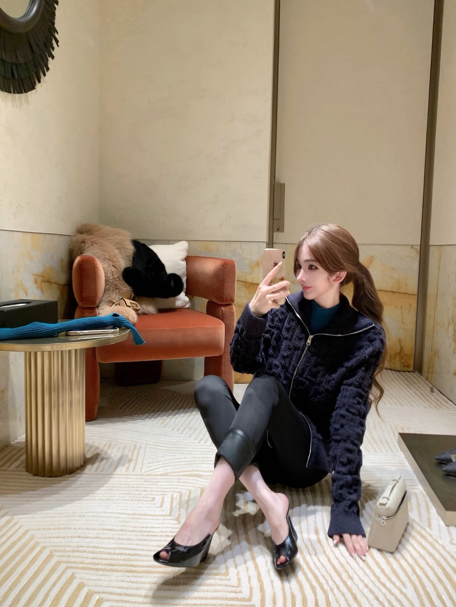 

Tnted Hip Enhancing King Autumn Winter High Waist Long Pants Skin Color Blo Leather Slim Fit Casual Bot for Women