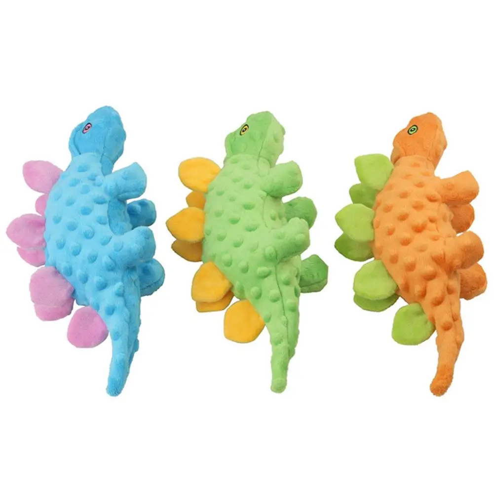 2-In-1ตุ๊กตาสัตว์เลี้ยงตุ๊กตา Stegosaurus Squeaky ของเล่นทำความสะอาดฟันกรามของเล่น Pet อุปกรณ์เสริมสำหรับบรรเทาความวิตกกังวล