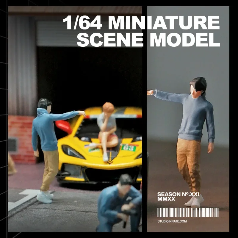 1:64 Anime Felpa ragazzo Mini bambola Figura Modello in miniatura Puntelli fotografia Modello di scena Fai da te Tavolo di sabbia paesaggistico ornamento