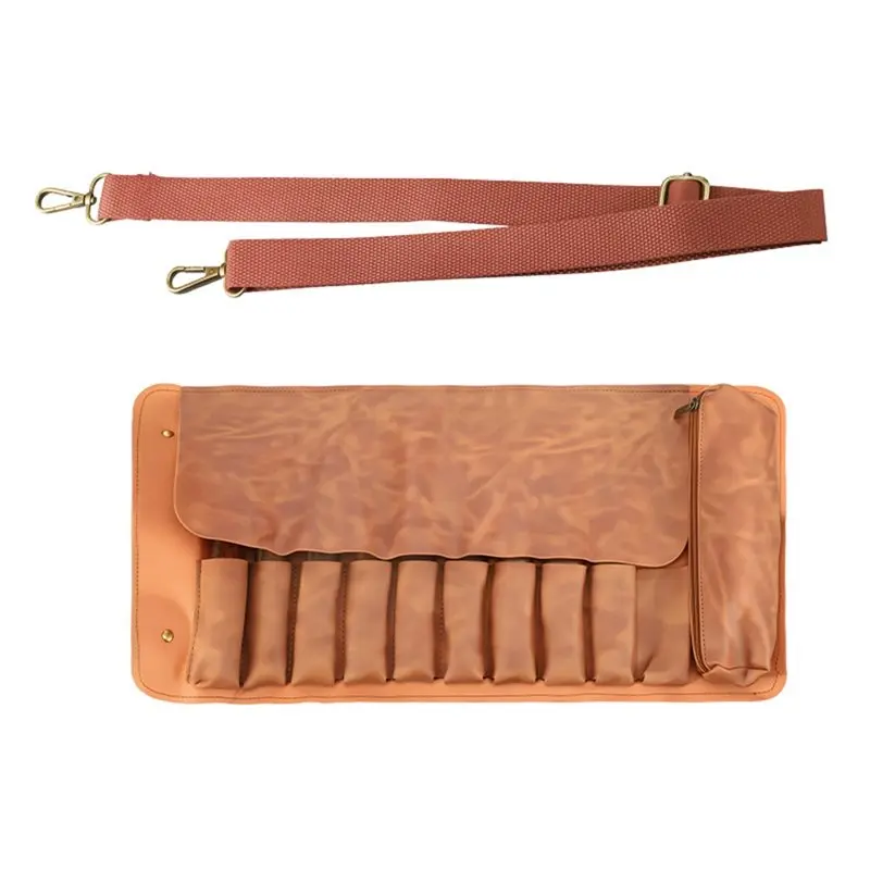 aa76-チゼルロール、ツールレンチロールアップポーチ、ナイフハンマー、ガウジ、カービングナイフ、フィッシングジグ用の10ポケット付き