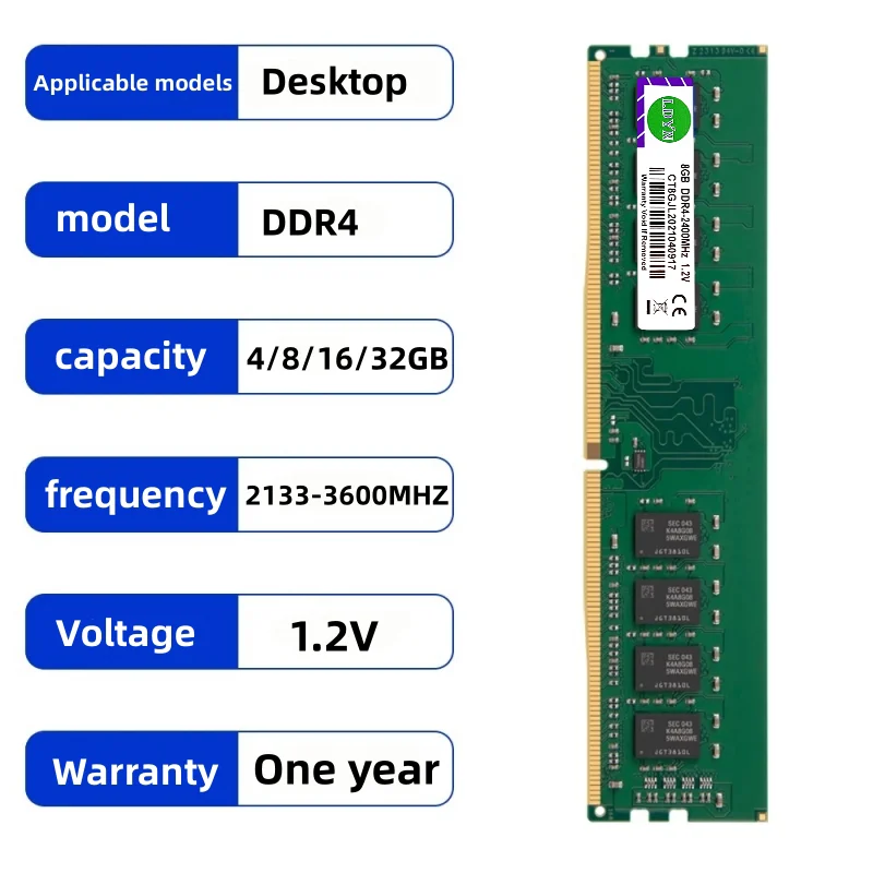 DDR4 4GB 8GB 16GB 32GB 2133MHz 2400MHz 2666MHz 3200MHz Desktop Memory Ram PC4-17000 19200 21300 25600 DIMM 1.2V 288pins NON-ECC