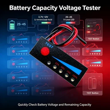 10Pcs Battery Capacity Voltage Indicator, 3.7V-12V Li-ion/Lead-Acid, 2S-4S Tester Module