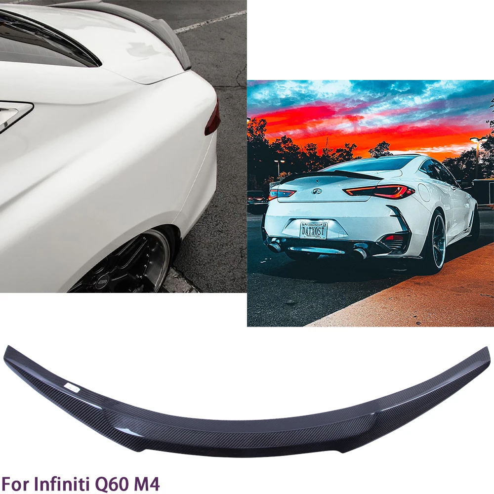 

For Infiniti Q60 Q60S Coupe M4 Style Carbon fiber Rear Spoiler Trunk wing 2013-2023